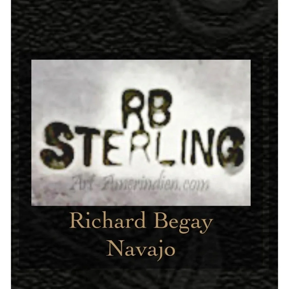 Vtg Signed RB Richard Begay Navajo Sterling Silver Turquoise Stretch Watch Band